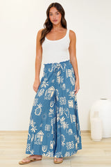 Charli Pants - Paper Bag High Waisted Wide Leg Pants in Quanda Print