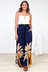 Charli Pants -  Paper Bag High Waisted Wide Leg Pants in Raphael Print