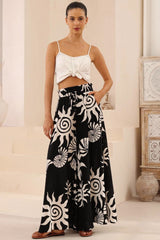 Charli Pants -  Paper Bag High Waisted Wide Leg Pants in Raylee Print