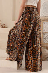 Charli Pants - Paper Bag High Waisted Wide Leg Pants in Riley Print