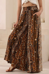 Charli Pants - Paper Bag High Waisted Wide Leg Pants in Riley Print