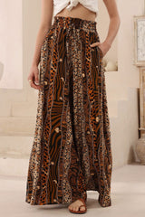 Charli Pants - Paper Bag High Waisted Wide Leg Pants in Riley Print