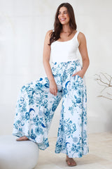 Charli Pants -  Paper Bag High Waisted Wide Leg Pants in Runa Print