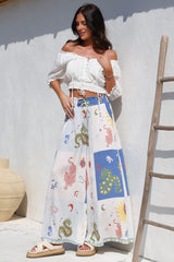 Charli Pants -  Paper Bag High Waisted Wide Leg Pants in Sylas Print