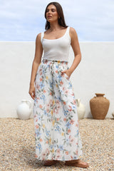Charli Pants -  Paper Bag High Waisted Wide Leg Pants in Veronica Print