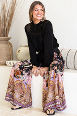 Charli Pants - Paper Bag High Waisted Wide Leg Pants in Zaria Print