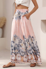 Charli Pants - Paper Bag High Waisted Wide Leg Pants in Armena Print