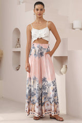 Charli Pants - Paper Bag High Waisted Wide Leg Pants in Armena Print