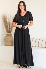 Charli Pants - Paper Bag High Waisted Wide Leg Pants in Black