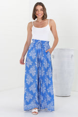 Charli Pants -  Paper Bag High Waisted Wide Leg Pants in Bridgette Print