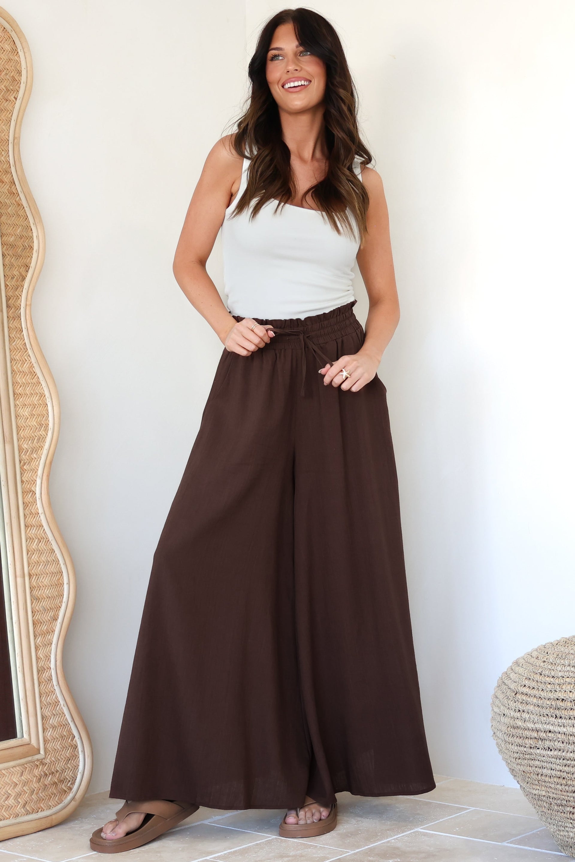 Charli Pants Paper Bag High Waisted Wide Leg Pants