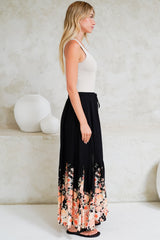 Charli Pants - Paper Bag High Waisted Wide Leg Pants in Florence Print Black