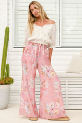 Charli Pants - Paper Bag High Waisted Wide Leg Pants in Ginnee Print
