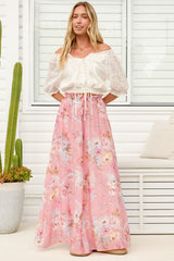 Charli Pants - Paper Bag High Waisted Wide Leg Pants in Ginnee Print