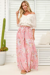 Charli Pants - Paper Bag High Waisted Wide Leg Pants in Ginnee Print