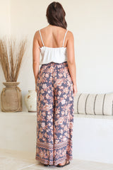 Charli Pants - Paper Bag High Waisted Wide Leg Pants in Leandra Print