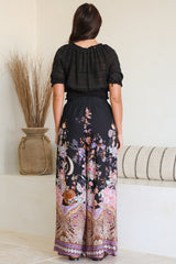 Charli Pants - Paper Bag High Waisted Wide Leg Pants in Zaria Print