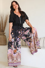 Charli Pants - Paper Bag High Waisted Wide Leg Pants in Zaria Print