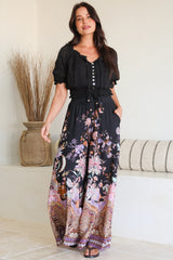 Charli Pants - Paper Bag High Waisted Wide Leg Pants in Zaria Print