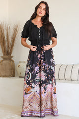 Charli Pants - Paper Bag High Waisted Wide Leg Pants in Zaria Print