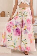 Charli Pants - Paper Bag High Waisted Wide Leg Pants in Alaria Print