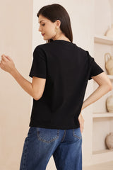 Charlotte T-Shirt - Classic Crew Neck Tee in Black