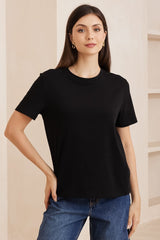 Charlotte T-Shirt - Classic Crew Neck Tee in Black