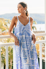 Charvi Maxi Dress - Relaxed Style Sun dress with Adjustable Straps in Malia Print