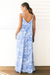 Charvi Maxi Dress - Relaxed Style Sun dress with Adjustable Straps in Malia Print