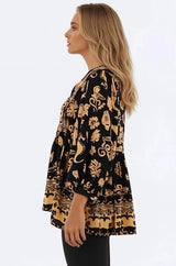 Chi Blouse - Balloon Sleeve Smock Blouse in Bronte Print