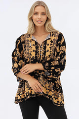 Chi Blouse - Balloon Sleeve Smock Blouse in Bronte Print