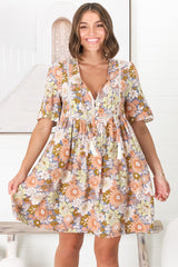 Chia Mini Dress - Babydoll Dress in Avianna Print