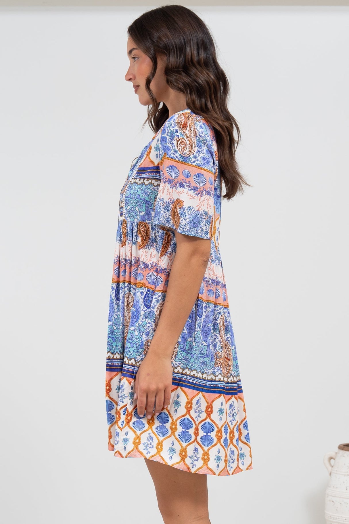 Chia Mini Dress - Babydoll Dress in Belly Print
