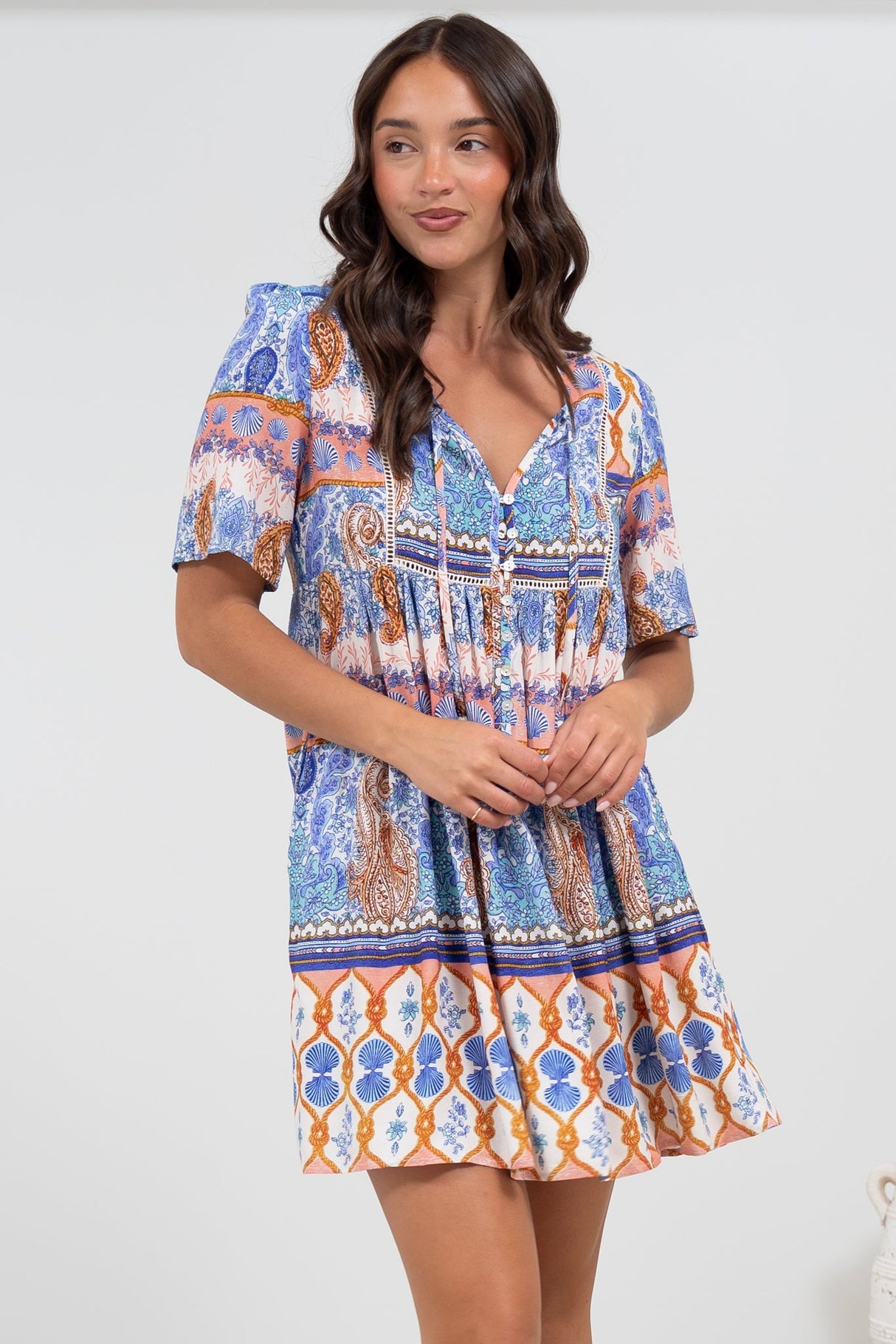 Chia Mini Dress - Babydoll Dress in Belly Print