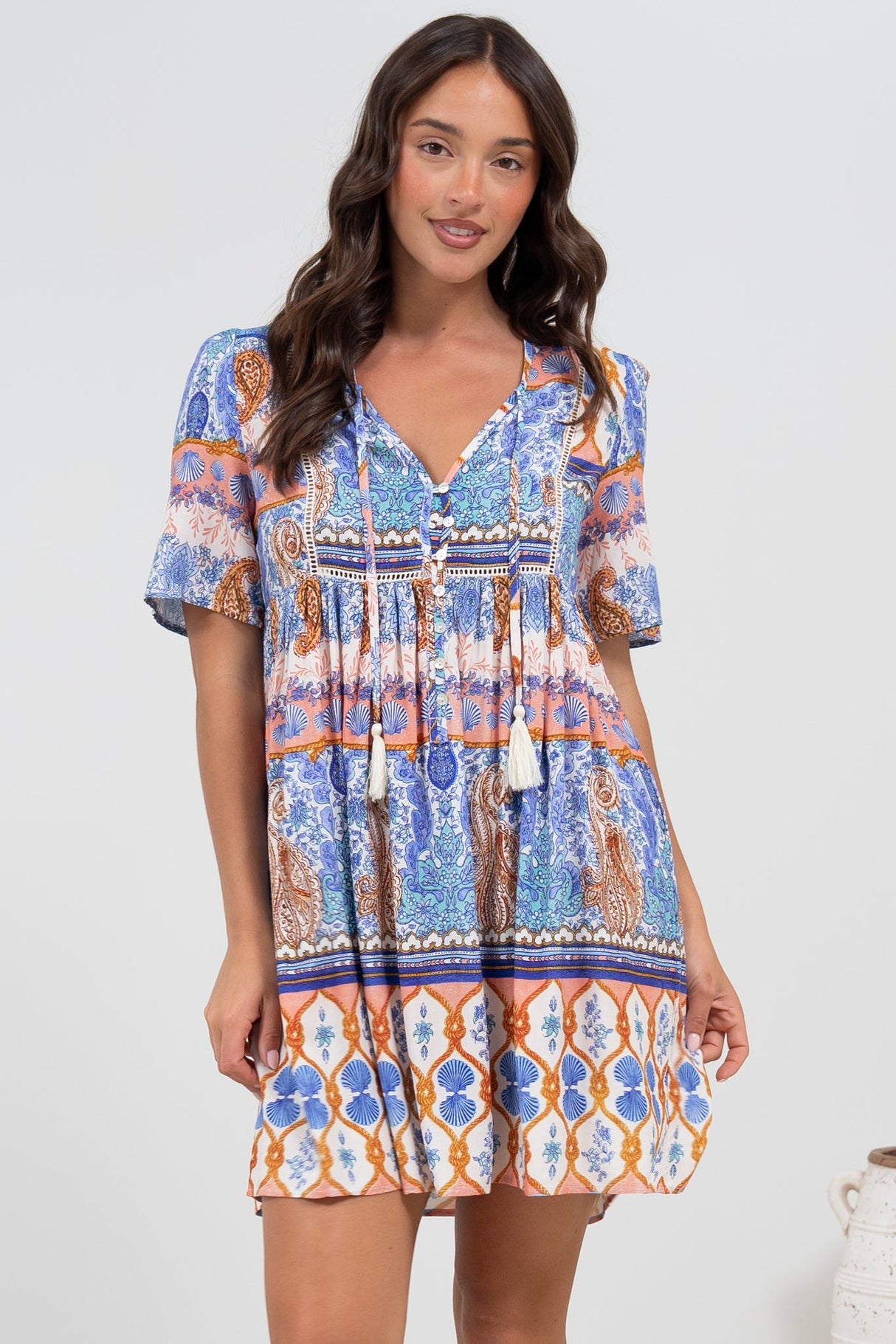 Chia Mini Dress - Babydoll Dress in Belly Print