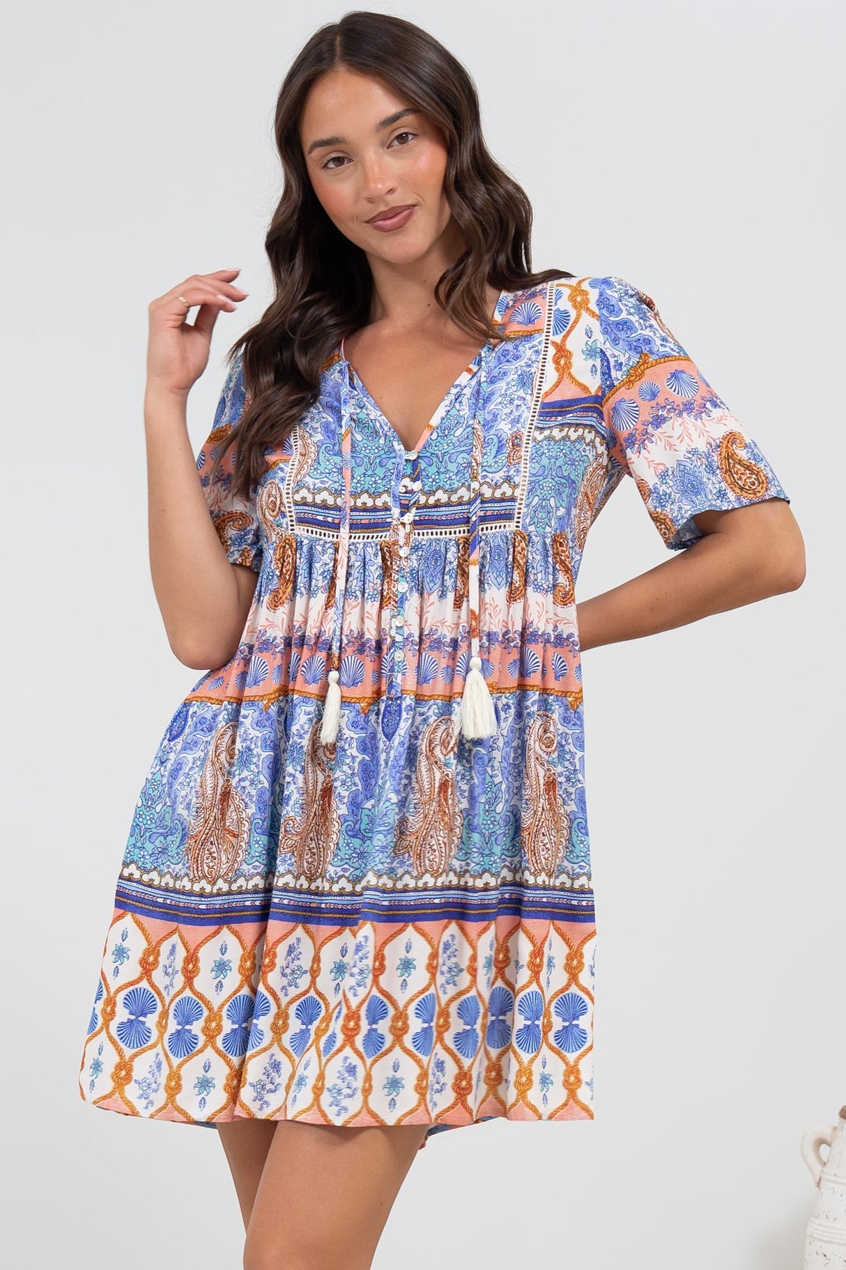 Chia Mini Dress - Babydoll Dress in Belly Print