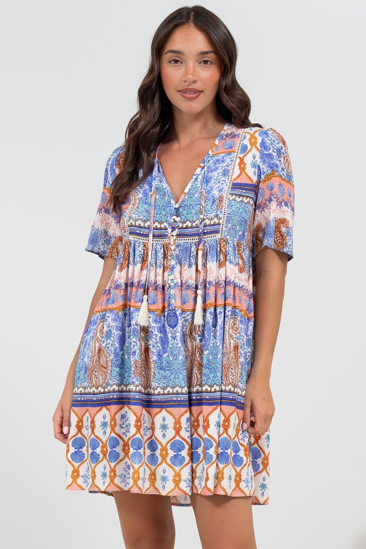 Chia Mini Dress - Babydoll Dress in Belly Print