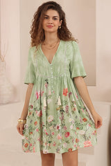 Chia Mini Dress - Babydoll Dress in Ferngully Print