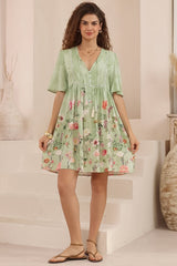 Chia Mini Dress - Babydoll Dress in Ferngully Print