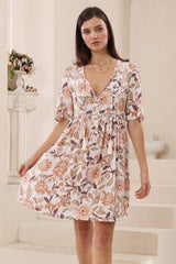 Chia Mini Dress - Babydoll Dress in Frolic Print