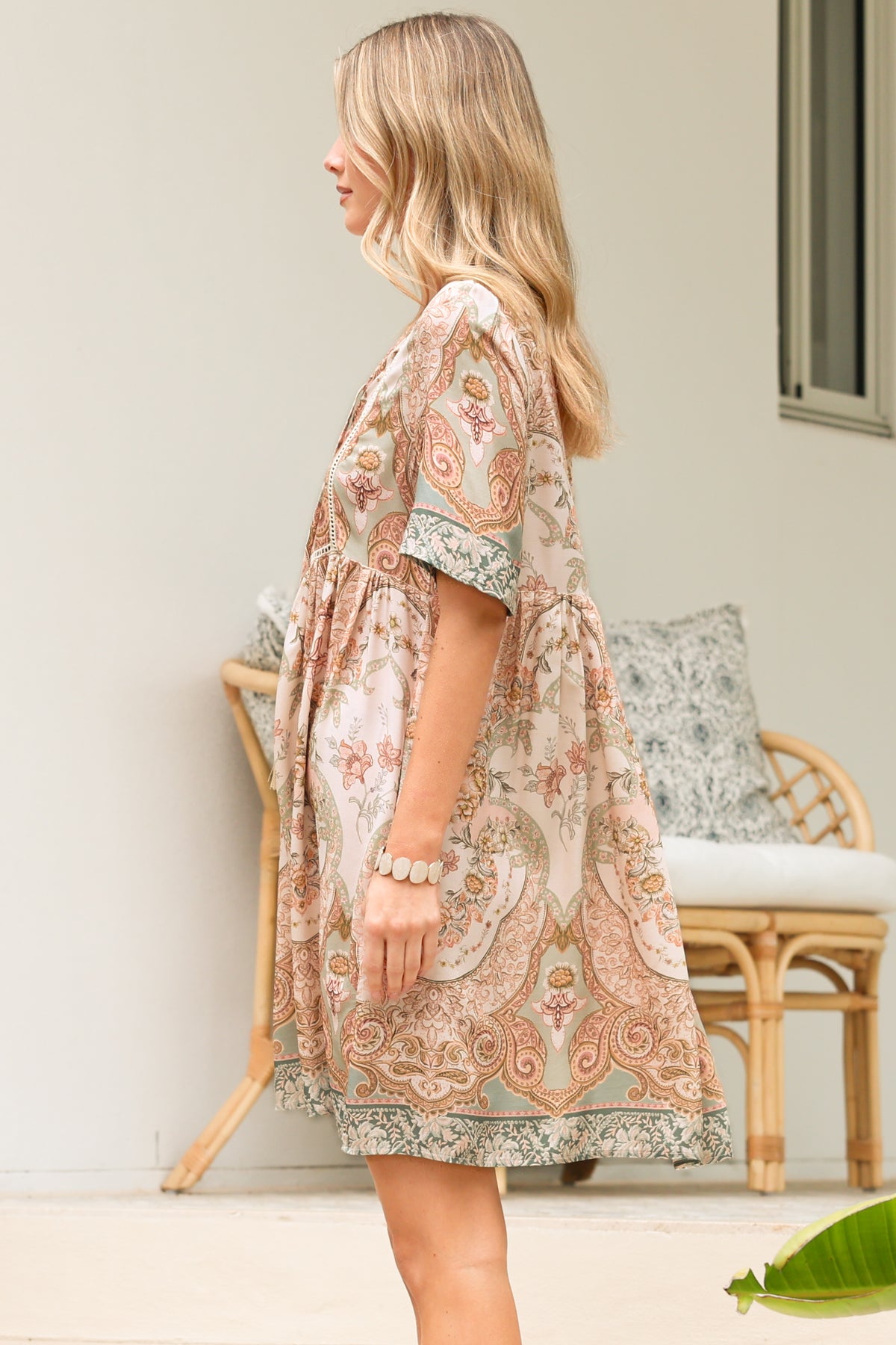 Chia Mini Dress - Babydoll Dress in Gwendolyn Print