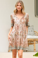 Chia Mini Dress - Babydoll Dress in Gwendolyn Print