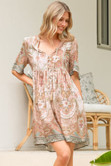 Chia Mini Dress - Babydoll Dress in Gwendolyn Print
