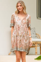 Chia Mini Dress - Babydoll Dress in Gwendolyn Print