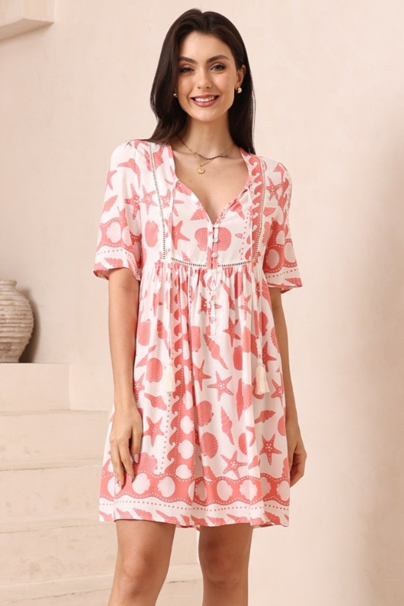 Chia Mini Dress - Babydoll Dress in Koralee Print