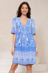 Chia Mini Dress - Babydoll Dress in Melina Print