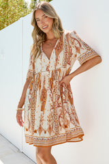 Chia Mini Dress - Babydoll Dress in Sedona Print