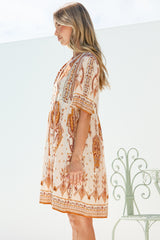 Chia Mini Dress - Babydoll Dress in Sedona Print