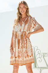 Chia Mini Dress - Babydoll Dress in Sedona Print