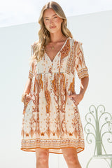 Chia Mini Dress - Babydoll Dress in Sedona Print